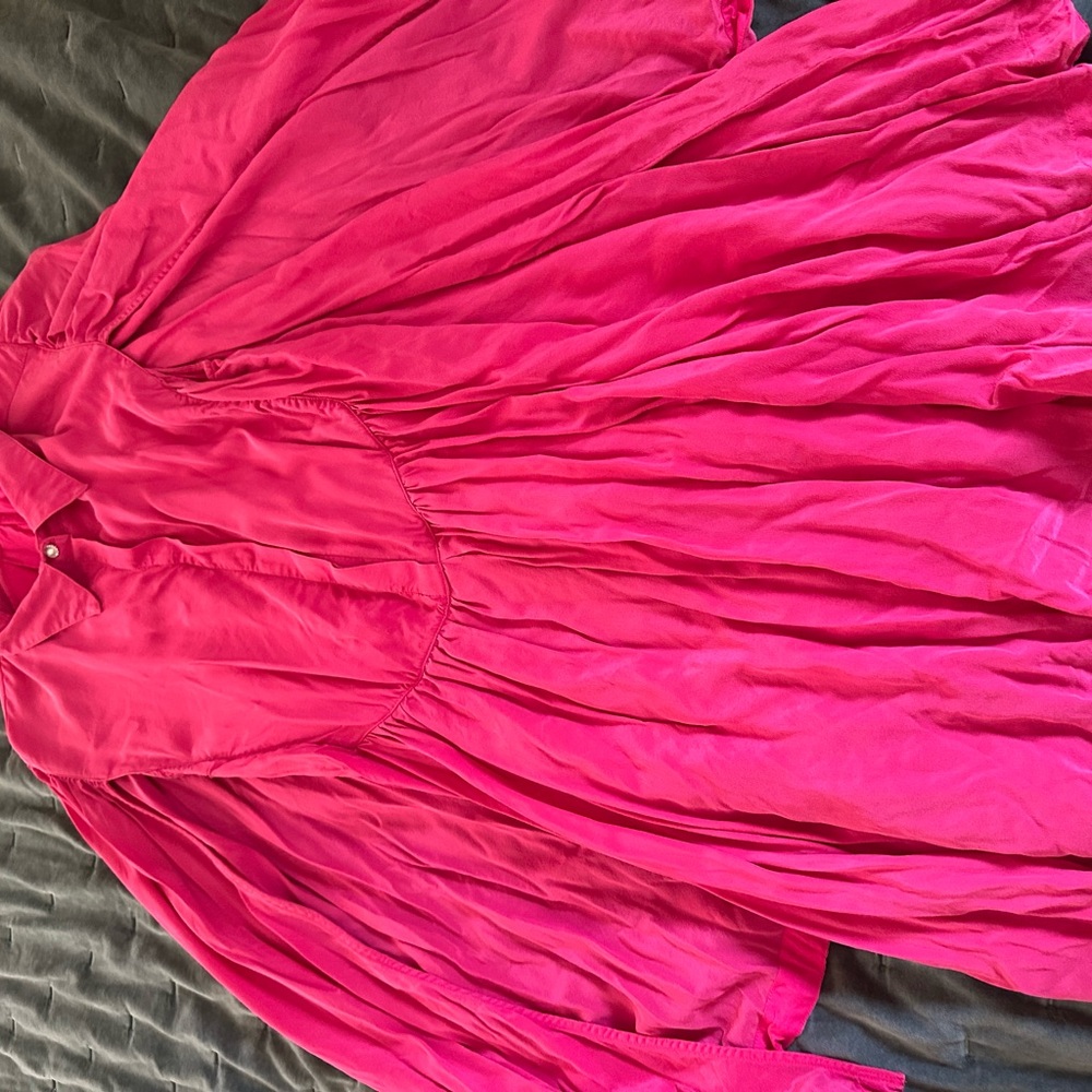 Collared silk cape dress